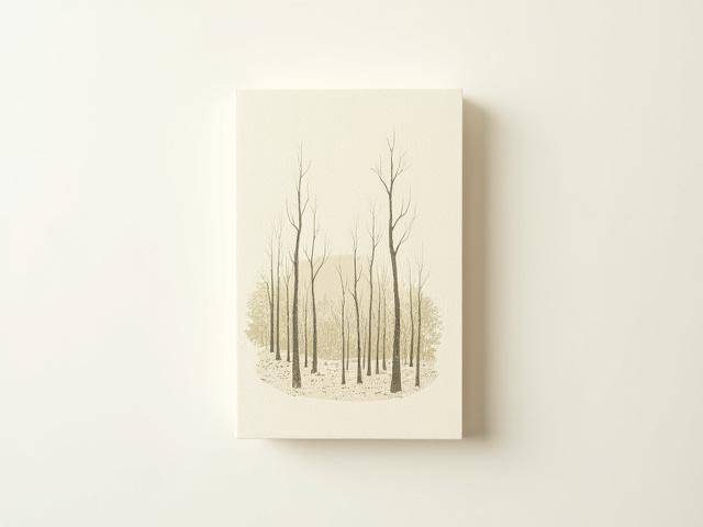 Abstract forest scene letterpress print with subtle debossing