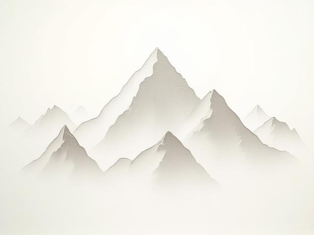 Stylized mountain range letterpress print with deep impression