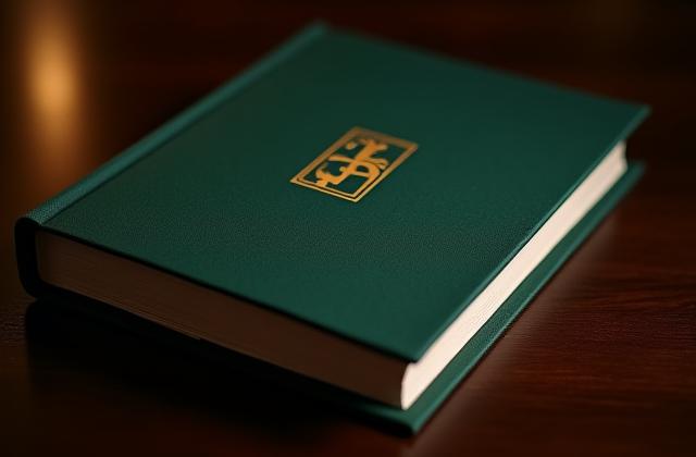 Hand-bound guestbook with thick cotton paper and custom foil stamping