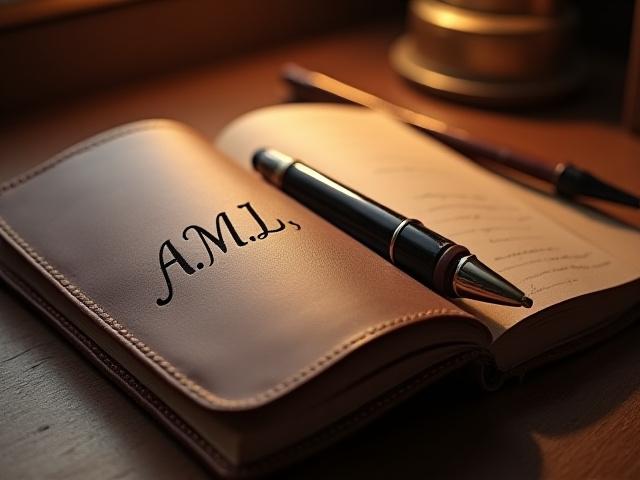 Personalized leather journal with blind-debossed initials