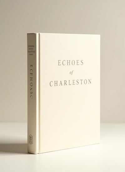 Cover of 'Echoes of Charleston' fine press book, featuring elegant typography and an antique map motif.