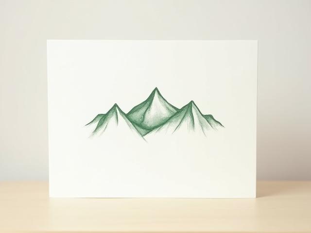Letterpress art print featuring a stylized mountain range, debossed on thick cotton paper.