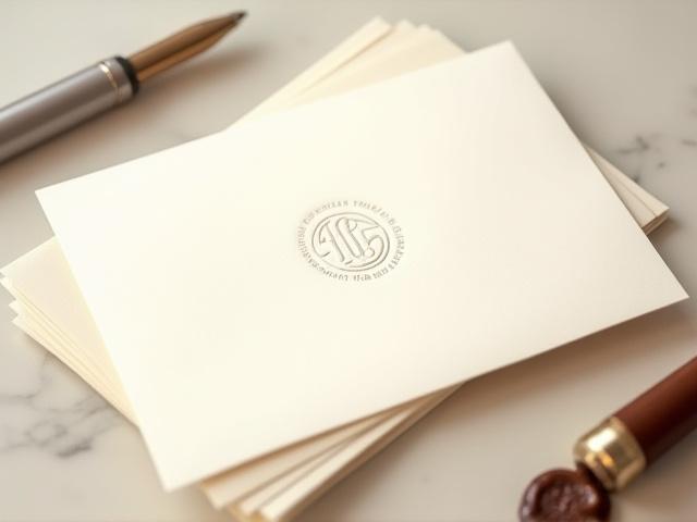 Custom letterpress stationery set with a blind debossed monogram and matching envelopes.