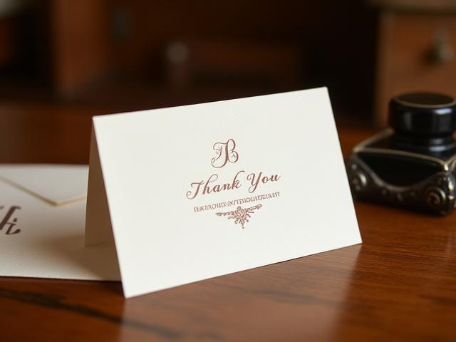Letterpress thank you notes with custom monogram and elegant script for a wedding
